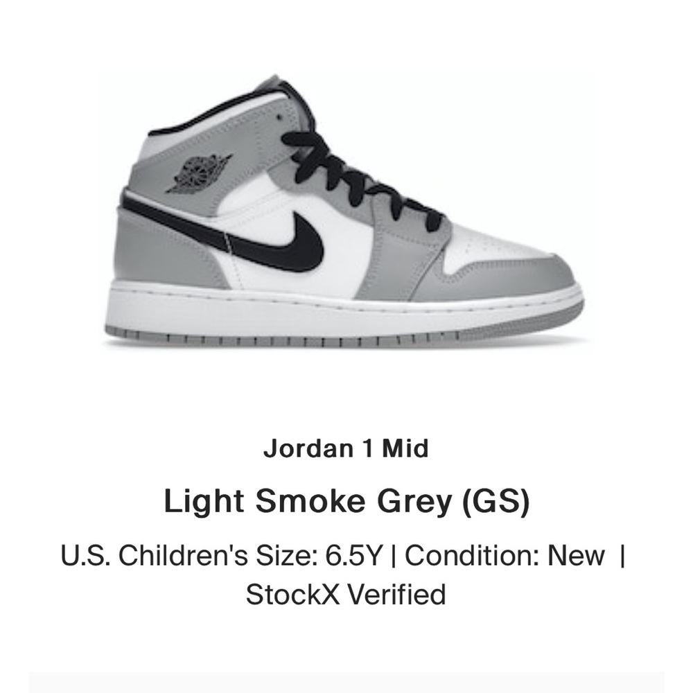 Jordan 1 Mid (GS) Light Smoke Grey